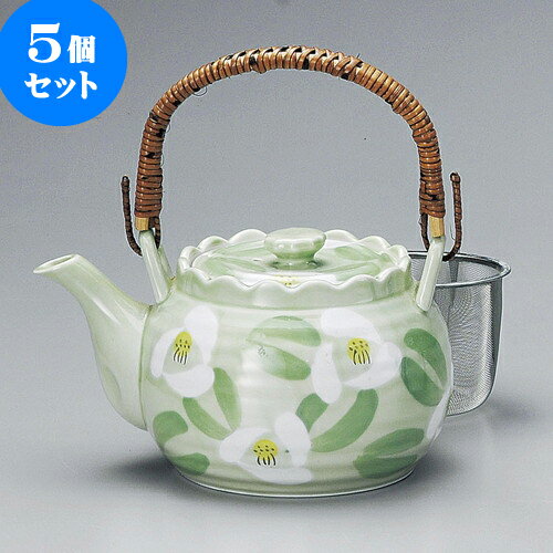 5個セット 土瓶 緑山茶花六兵ェ6号土瓶（有田焼） [ 14 x 11.5cm 900cc ] | ポット 急須 土瓶 お茶 大きい 一服 まったり 人気 おすすめ 食器 業務用 飲食店 カフェ うつわ 器 おしゃれ かわいい ギフト プレゼント 引き出物 誕生日 贈り物 贈答品 食器セット