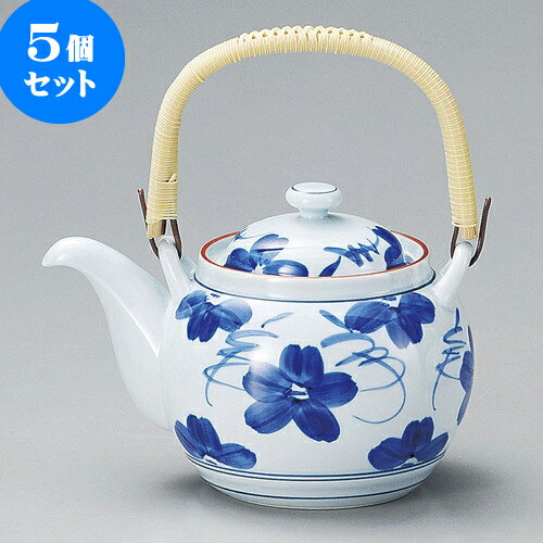 5個セット 土瓶 染花紋M8号土瓶（有田焼） [ 15.5 x 15cm 1,500cc ] | ポット 急須 土瓶 お茶 大きい 一服 まったり 人気 おすすめ 食器 業務用 飲食店 カフェ うつわ 器 おしゃれ かわいい ギフト プレゼント 引き出物 誕生日 贈り物 贈答品 食器セット