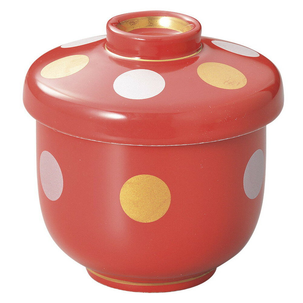 赤釉金銀彩丸紋むし碗 [ 7.8 x 8.9cm・215cc 245g ] | 茶碗蒸し ちゃわんむし 蒸し器 寿司屋 碗 むし碗 食器 業務用 飲食店 おしゃれ かわいい ギフト プレゼント 引き出物 誕生日 贈り物 贈答品