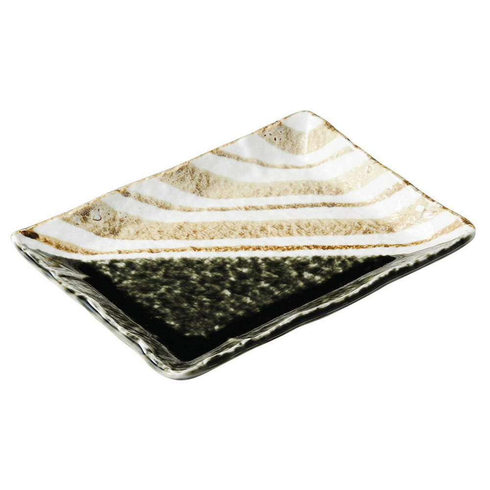 織部ストライプ8.0長角皿 [ 21.5 x 16.2 x 2cm 570g ] [ 焼物皿 ] | 飲食店 和食 旅館 料亭 ホテル 業務用