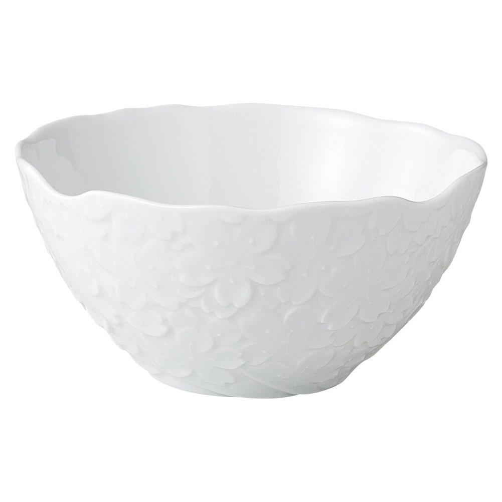 白磁桜サラダボール [ 18 x 18 x 8.7cm 531g ]| 中皿 サラダ パスタ 取り皿 プレート 人気 おすすめ 食..