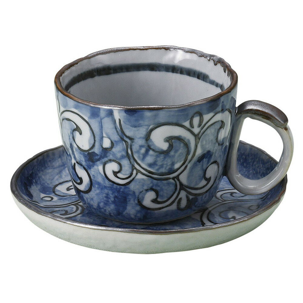 濃唐草碗皿 [ 8.3 x 6cm・200cc 12.7 x 2cm ] [ カップ＆ソーサー ] | コーヒー カップ ティー 紅茶 喫茶 碗皿 人気 おすすめ 食器 洋食器 業務用 飲食店 カフェ うつわ 器 おしゃれ かわいい ギフト プレゼント 引き出物 誕生日 贈答品 自宅 イベント パーティー