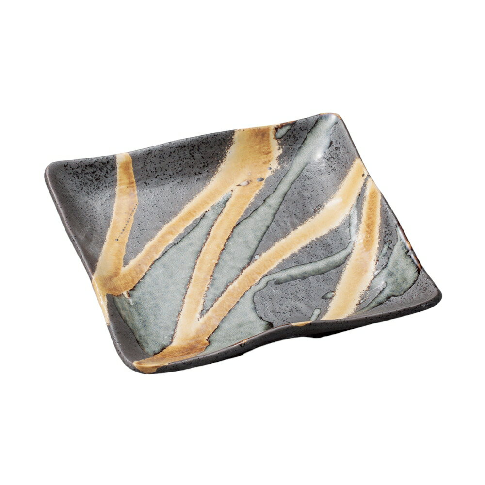 角皿 乱線白流し7寸正角皿 [18×18×3.7cm] | SNS インスタ映え おしゃれ かわいい かっこいい カフェ 和カフェ おうちカフェ 器 食器 和食器 洋食器 業務用 贈答 プレゼント ギフト シンプル モダン お祝い セット