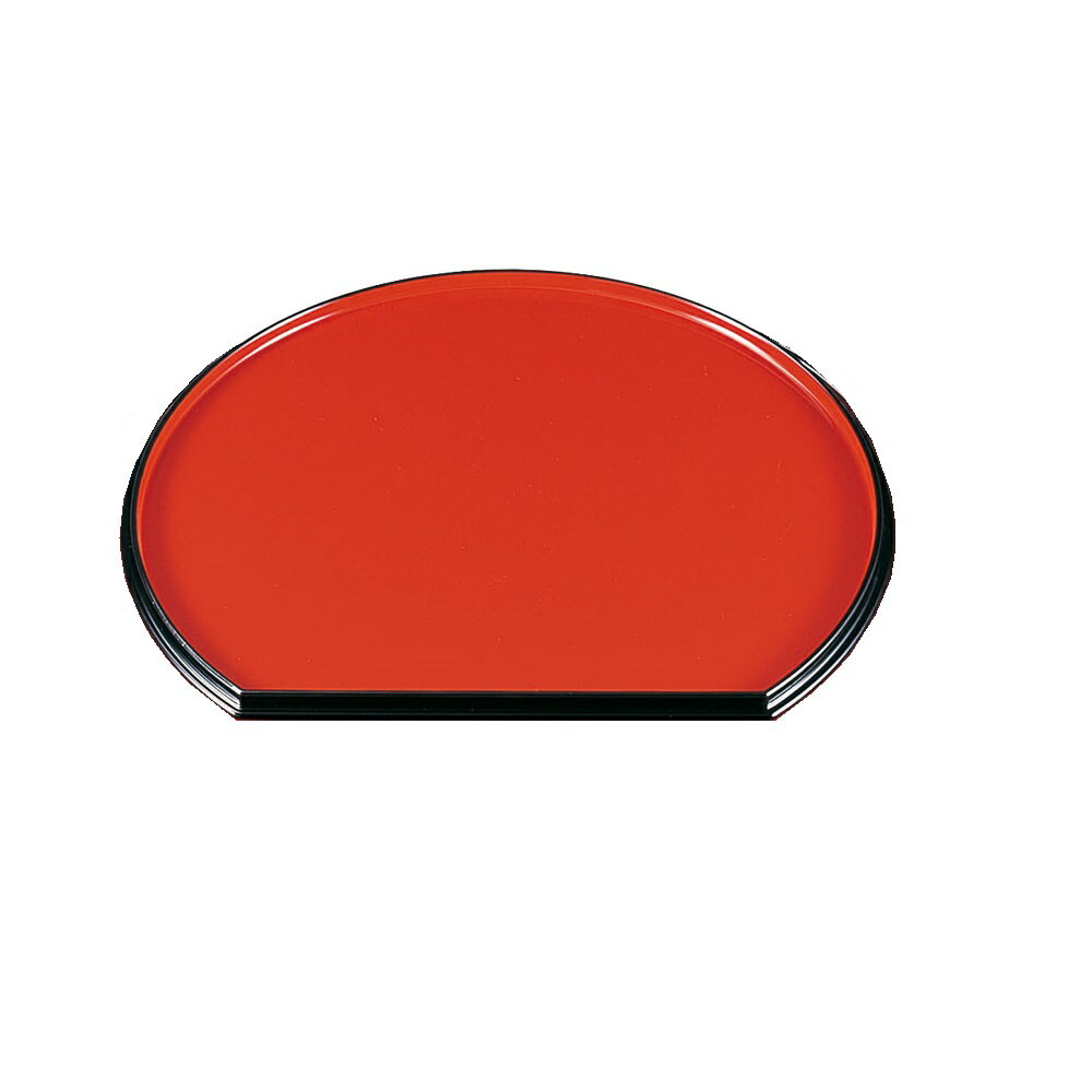 盆・膳・トレー ［A］半月両面盆 朱渕黒/黒刷毛目尺4寸 [42×36×2.2cm] | 和食 トレー 和カフェ レトロ かわいい 懐石料理