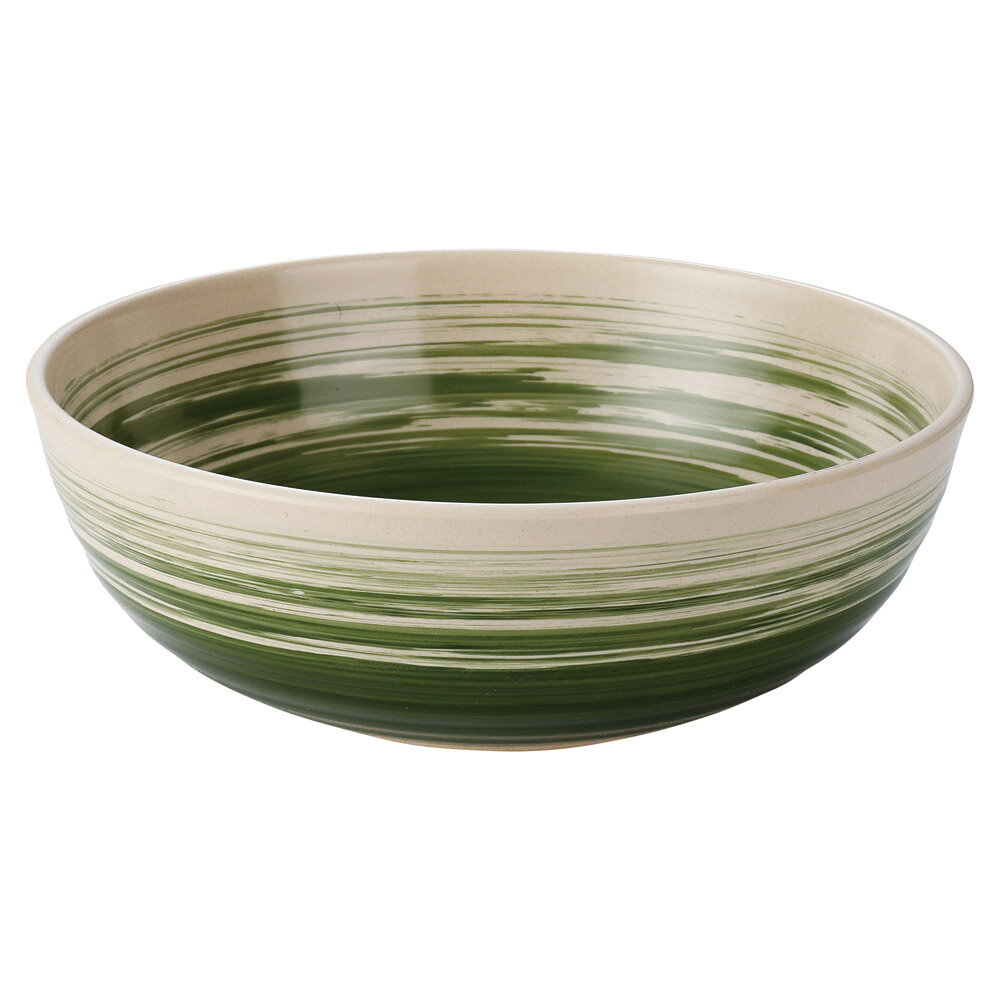 中皿・中鉢 ［シェルミン］200浅麺鉢 織部刷毛目塗 [20×7cm・1250cc] | バイオマス おしゃれ 鉢 和カフェ 織部