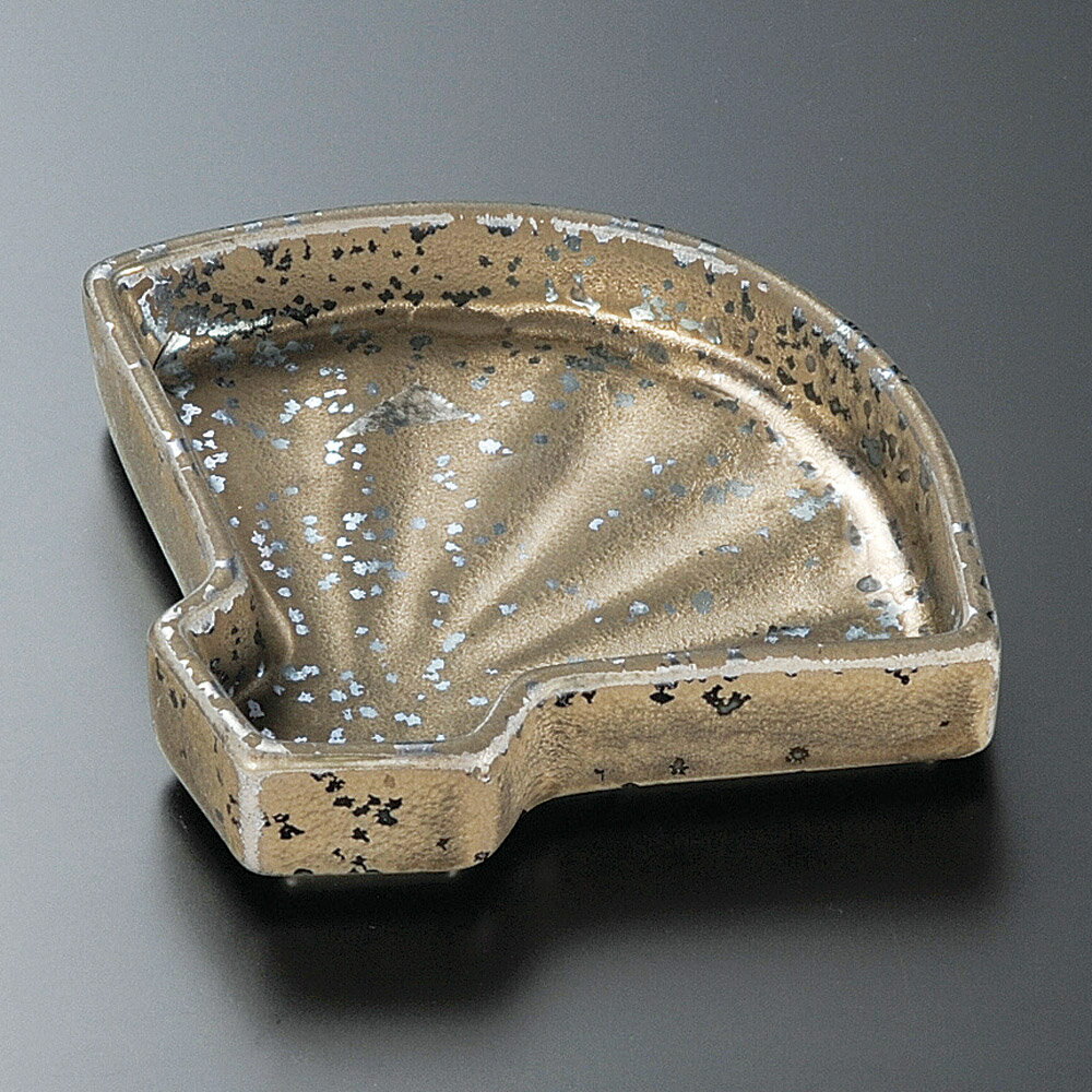 松花堂 金結晶扇型皿 [ 13.5 x 11.2 x 2.5cm ] | 弁当 小鉢 豆皿 幕ノ内 人気 おすすめ 食器 業務用 飲食店 カフェ うつわ 器 おしゃれ かわいい ギフト プレゼント 引き出物 誕生日 贈り物 贈答品