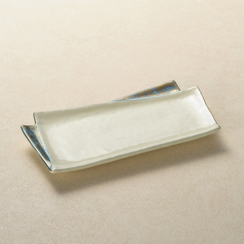 松花堂 黄磁金彩折紙松花堂長皿 [ 22.5 x 11.5 x 2.3cm ] | 弁当 小鉢 豆皿 幕ノ内 人気 おすすめ 食器 業務用 飲食店 カフェ うつわ 器 おしゃれ かわいい ギフト プレゼント 引き出物 誕生日 贈り物 贈答品
