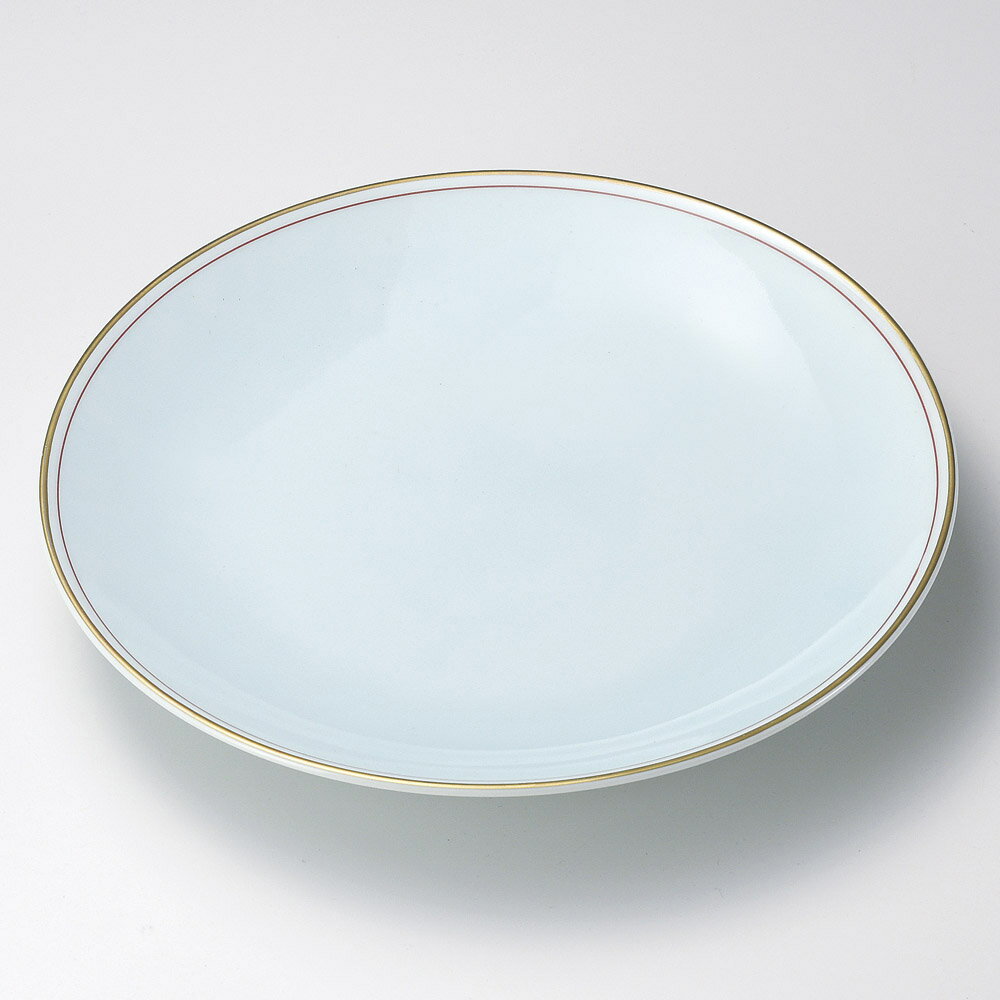 有田焼大皿 渕金朱青白磁10号皿（有田焼） [ 30.5 x 5cm ] 【料亭 旅館 和食器 飲食店 業務用】