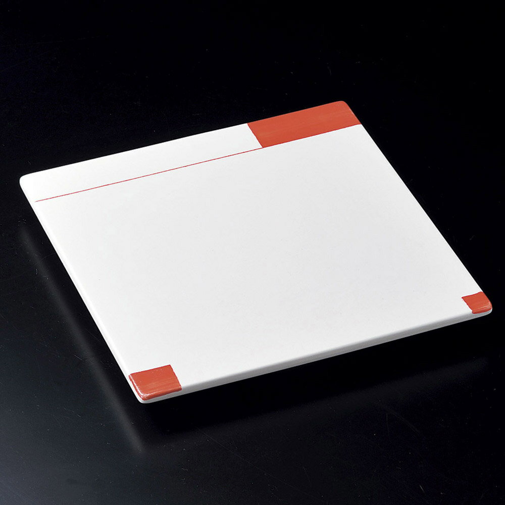 正角皿 染付レッドライン三つ足正角皿 [ 25 x 25 x 2.8cm ] | 角 角皿 スクエア 食器 業務用 飲食店 カフェ うつわ 器 おしゃれ かわいい ギフト プレゼント 引き出物 内祝い 結婚祝い 誕生日 贈り物 贈答品 おすすめ