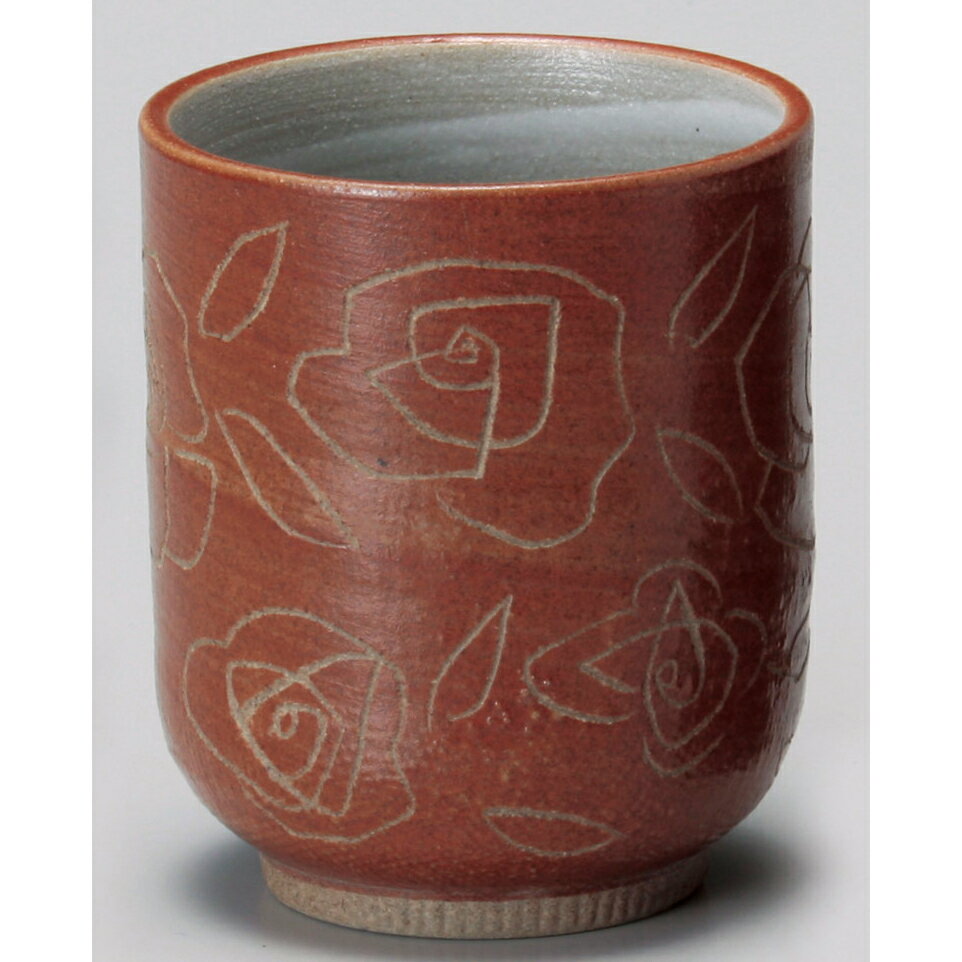 長湯呑 バラ湯呑（小）赤 [ 6.5 x 8cm 160cc ] | ゆのみ 湯呑 湯飲み 一服 お茶 人気 おすすめ 食器 業務用 飲食店 カフェ ペア うつわ 器 おしゃれ かわいい ギフト プレゼント 引き出物 誕生日 贈り物 贈答品