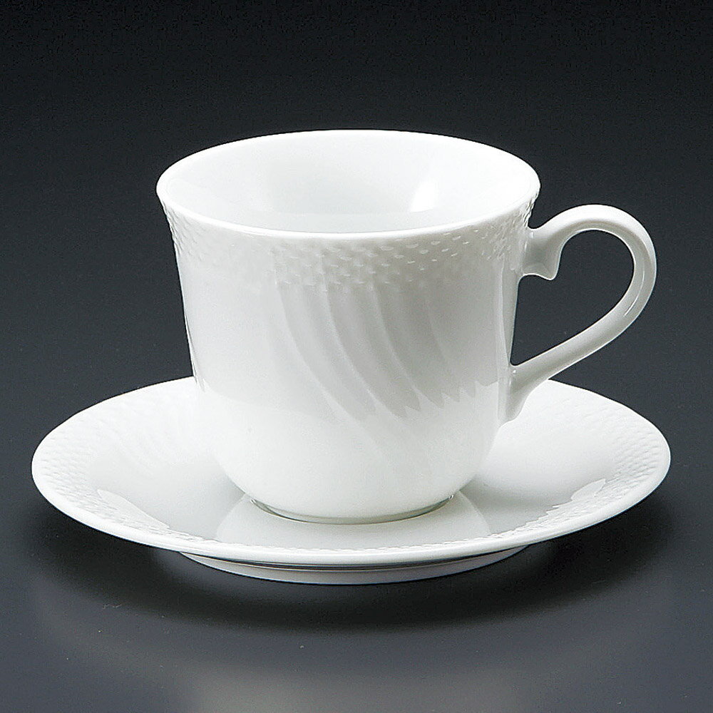 コーヒー 白磁ストリームアメリカン碗皿 [ 8.5 x 7.8cm 230cc ・ 14.8 x 1.8cm ] 【料亭 旅館 和食器 飲食店 業務用】