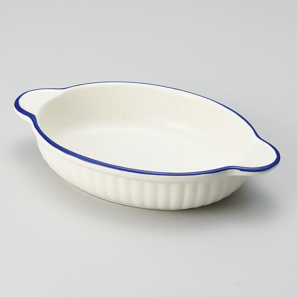 グラタン ブルーライン小判グラタン（萬古焼） [ 21.5 x 13 x 4cm ] | グラタン スープ ドリア アヒー..