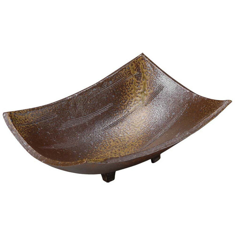 ☆ 刺身鉢 ☆ 手造り備前風角尺一盛鉢 [ 28.8 x 21.4 x 8.6cm ] 【 料亭 旅館 和食器 飲食店 業務用 】