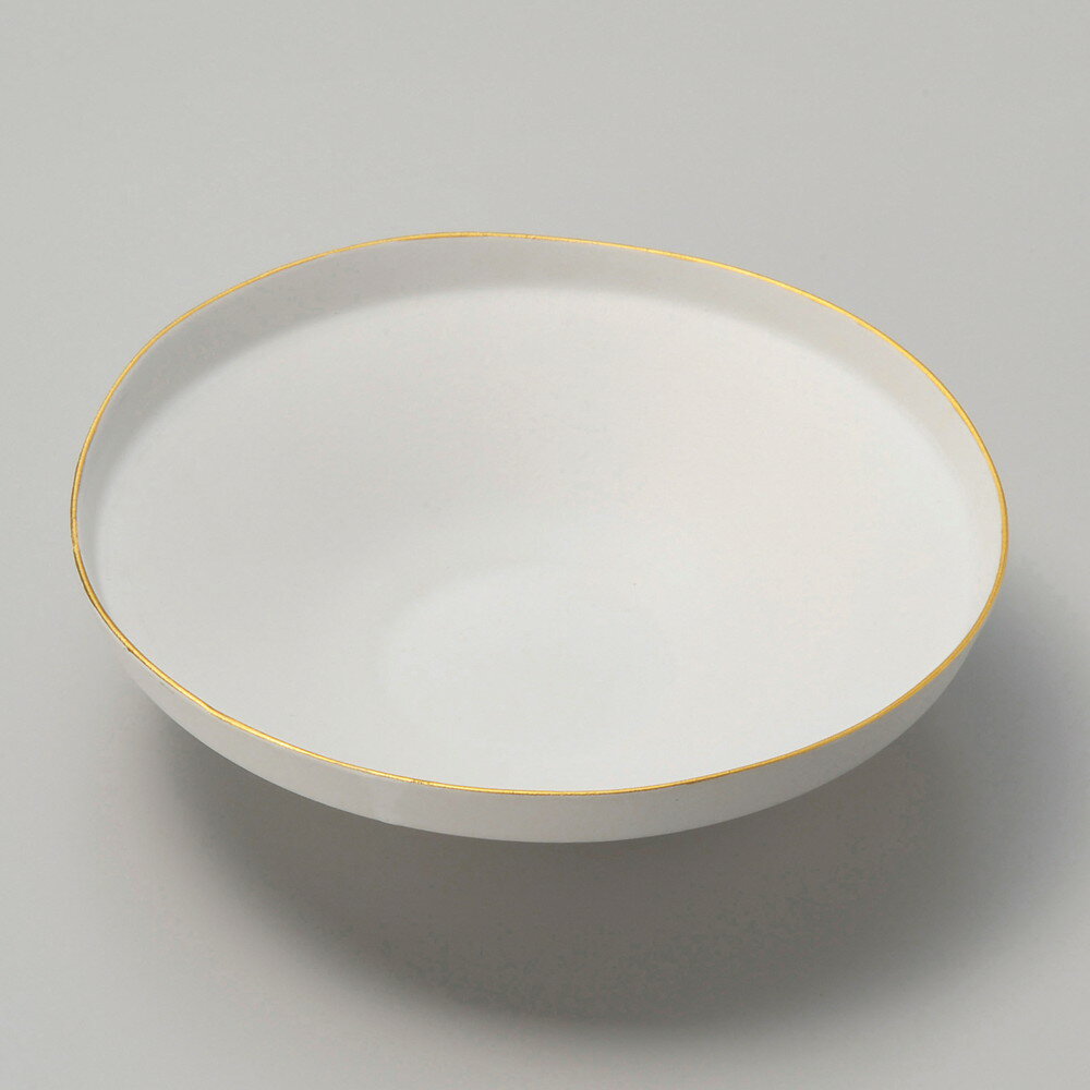 樂天商城 - ☆ 向付 ☆ 渕金白マットたわみ鉢(大) [ φ19.6 x 5.5cm ] | 和食器 鉢 小鉢 ボウル 浅鉢 料亭 ホテル 食器 業務用 飲食店 カフェ うつわ 器 おしゃれ かわいい ギフト プレゼント 内祝い 誕生日 贈り物 贈答品 おすすめ