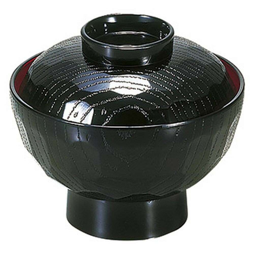 (A)(中)亀甲丼椀 黒内朱 [ φ13.3 x 11.7cm(380cc) ] [ 椀 ] | 旅館 料亭 ホテル 飲食店 和食 業務用