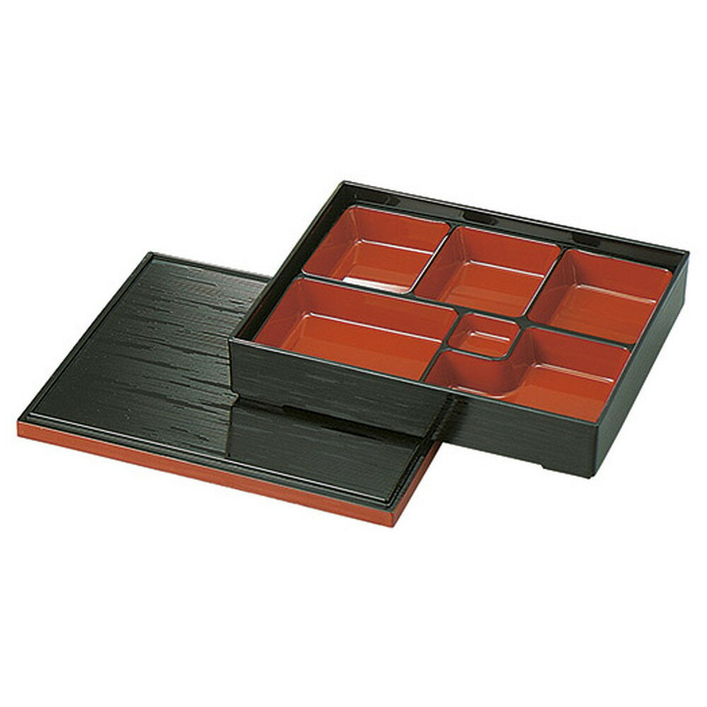 (A)尺1寸長手ヘギ目松花堂 黒渕朱(6�