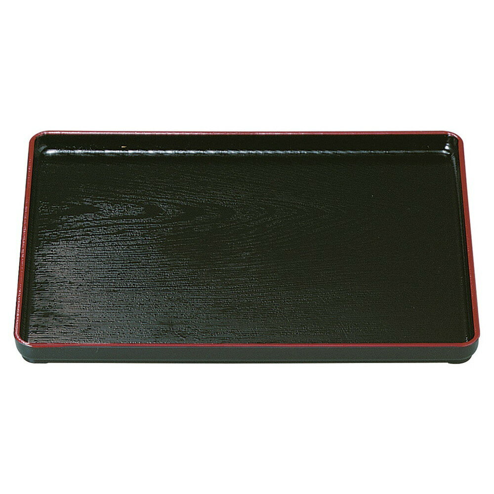 (A)地木目長手盆 黒天朱 尺4寸 [ 42.6 x 33.3 x 2.5cm ] [ お盆 ] | お盆 トレー トレイ おぼん 食器 業務用 配膳 プレゼント ギフト 結婚祝い 引き出物 内祝い 開店祝い 退職祝い せともの 瀬戸物 贈答品 贈り物 人気 通販