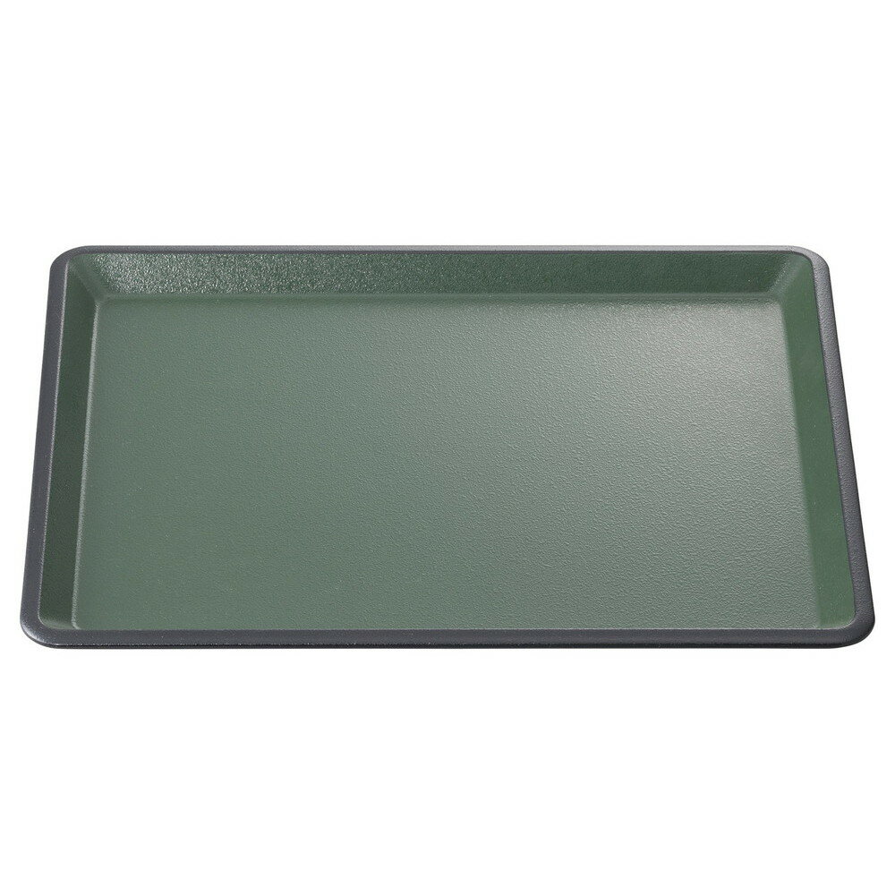 (TA)耐熱つば付長手盆 グリーン石目渕黒NS 尺2寸(ノンスリップ加工)(洗) [ 36.4 x 28 x 2cm ] [ お盆 ]..