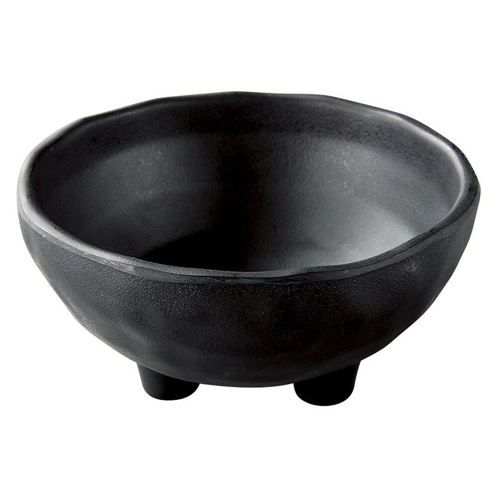 (M)φ10.3ひねり三ツ足深小鉢 黒マッ�