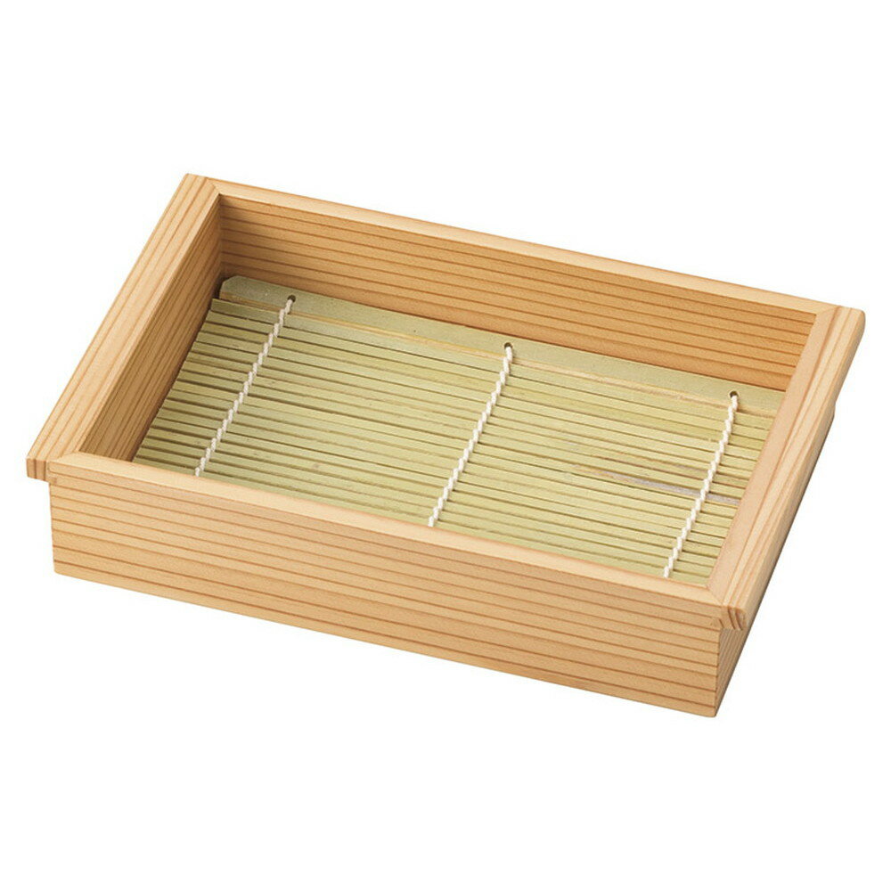 杉・おはこ長角盛箱(竹ス付) 大 [ 20.5 x 13.7 x 4cm ] [ そば用品 ] | 飲食店 そば屋 和食 業務用