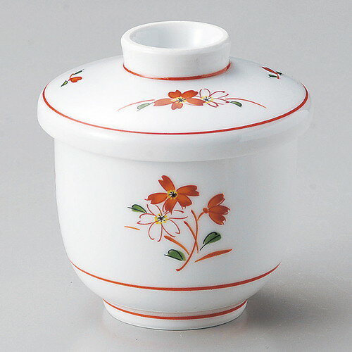 ミニむし碗 / 赤絵花小むし [ φ7.3 x 8.4cm 約170cc ] | 茶碗蒸し ちゃわんむし 蒸し器 寿司屋 碗 むし碗 食器 業務用 飲食店 おしゃれ かわいい ギフト プレゼント 引き出物 誕生日 贈り物 贈答品
