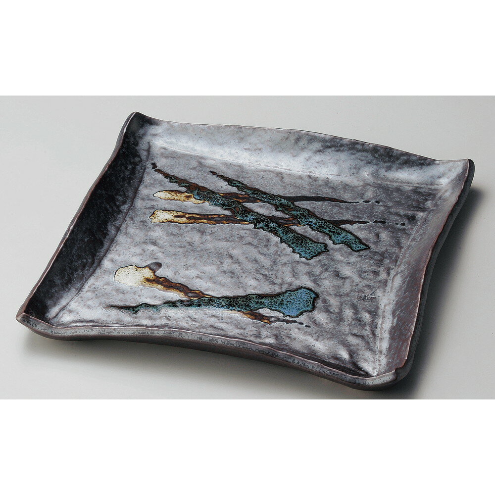 ☆ 角大皿 ☆ 黒三彩正角大皿 [ 27.5cm ] 【 料亭 旅館 和食器 飲食店 業務用 】