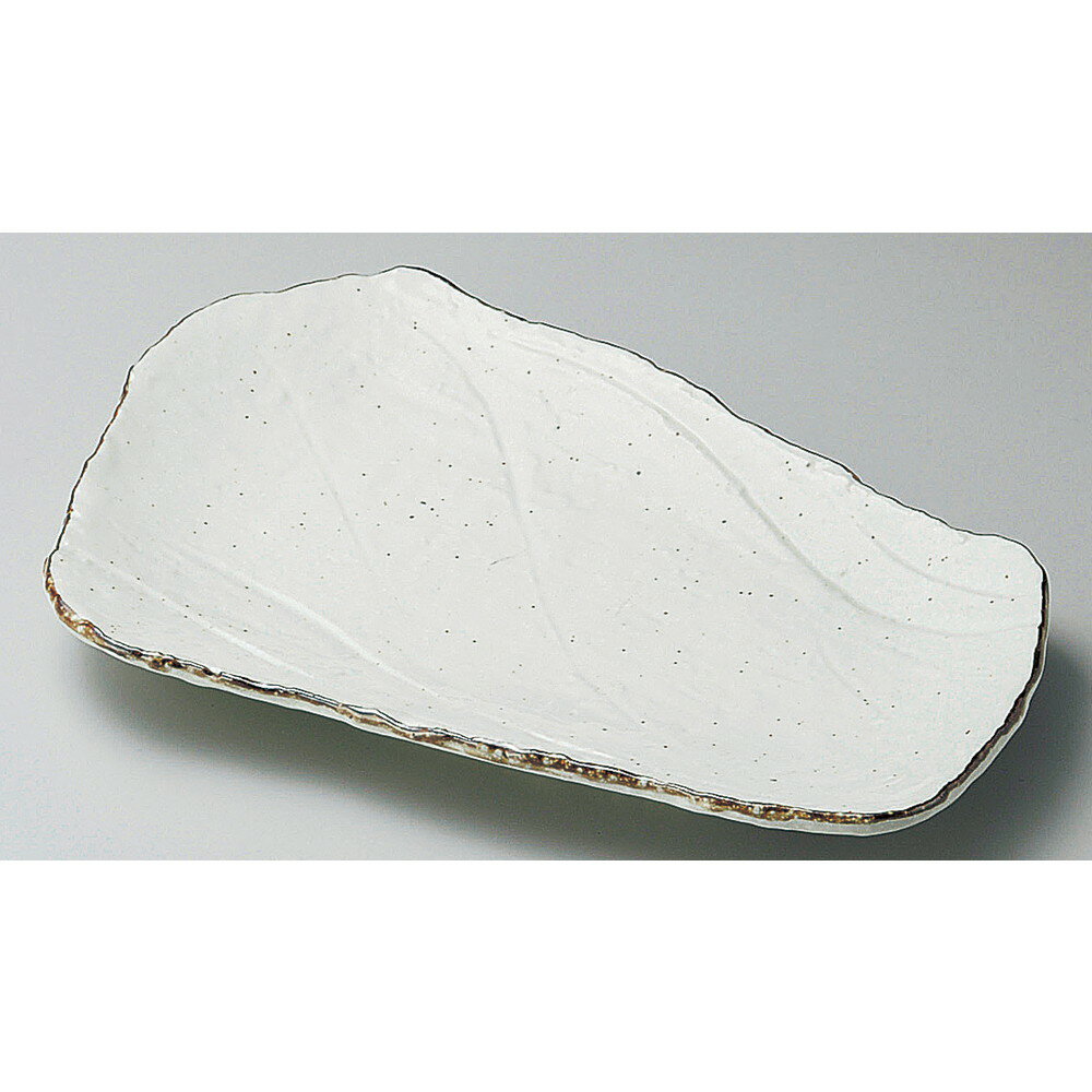 焼物皿 / 渕サビ巻粉引荒瀬焼物皿 [ 27 x 17 x 3cm ] | 焼き物皿 ステーキ皿 サンマ 焼き魚 食器 業務用 飲食店 カフェ うつわ 器 おしゃれ かわいい お洒落 ギフト プレゼント 引き出物 内祝い 結婚祝い 誕生日 贈り物 贈答品 おすすめ 人気