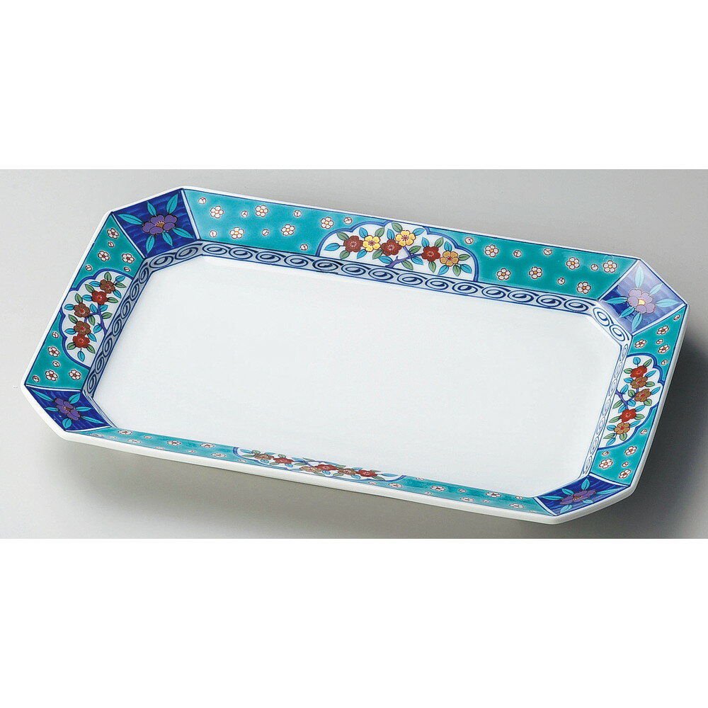 ☆ 長角大皿 ☆ グリン花小紋高台長皿 [ 30.2 x 20 x 3.5cm ] | 和皿 焼き物 焼物 串皿 食器 業務用 飲食店 カフェ うつわ 器 おしゃれ かわいい お洒落 可愛い ギフト プレゼント 引き出物 内祝い 結婚祝い 誕生日 贈り物 贈答品 人気 おすすめ