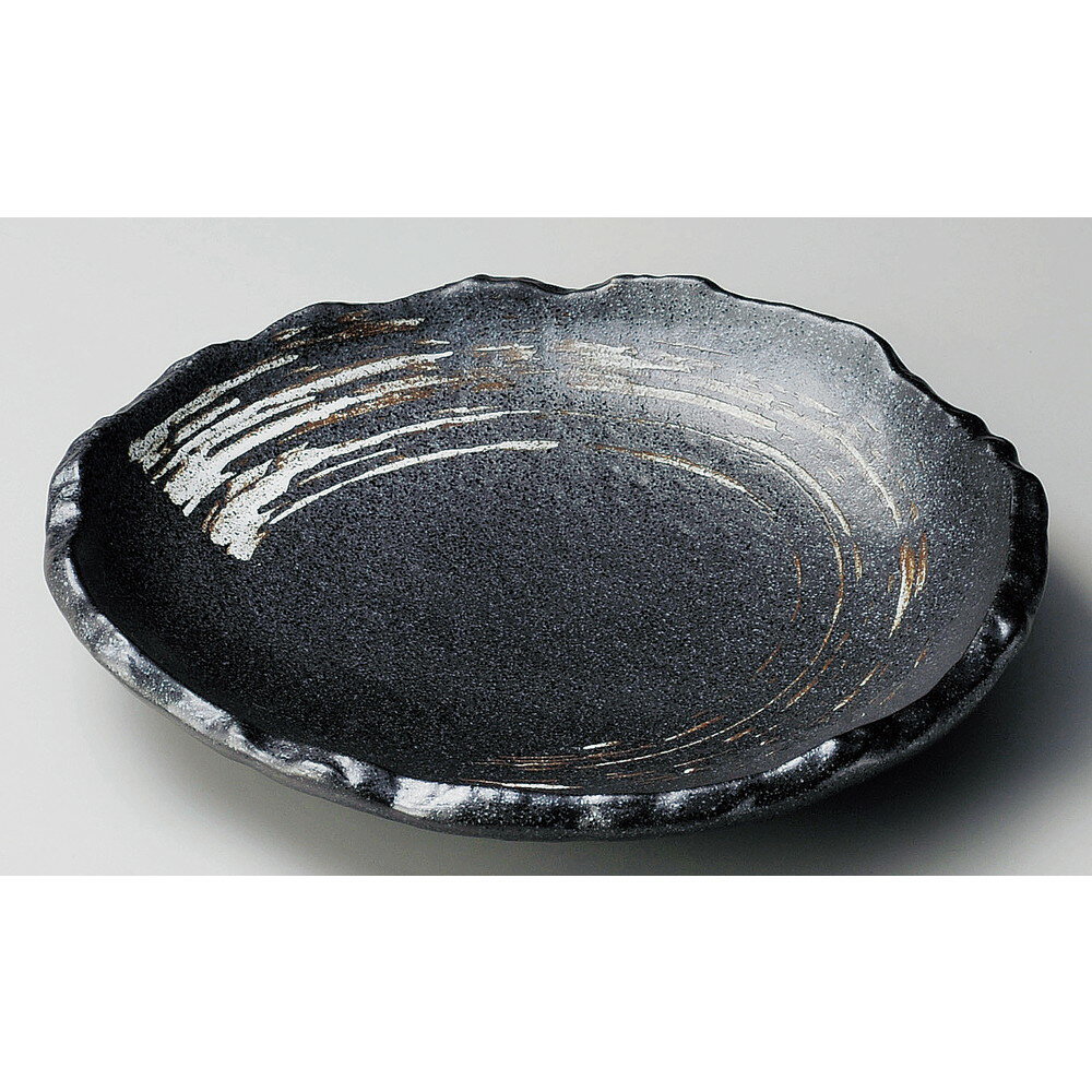 ☆ 変形大皿 ☆ 栗色刷毛目たたき大皿 [ φ27 x 4.5cm ] | 変形皿 お皿 和皿 人気 おすすめ 食器 業務用 飲食店 カフェ うつわ 器 おしゃれ ギフト プレゼント 引き出物 内祝い 結婚祝い 誕生日 贈り物 贈答品