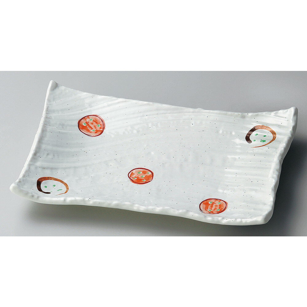 ☆ 長角大皿 ☆ 粉引丸紋26角皿 [ 26 x 17.5 x 3.5cm ] | 和皿 焼き物 焼物 串皿 食器 業務用 飲食店 カフェ うつわ 器 おしゃれ かわいい お洒落 可愛い ギフト プレゼント 引き出物 内祝い 結婚祝い 誕生日 贈り物 贈答品 人気 おすすめ