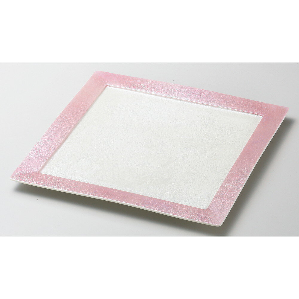 ☆ 角大皿 ☆ ピンクラスターリム付24cm角皿 [ 23.7 x 23.7 x 2cm ] 【 料亭 旅館 和食器 飲食店 業務用 】