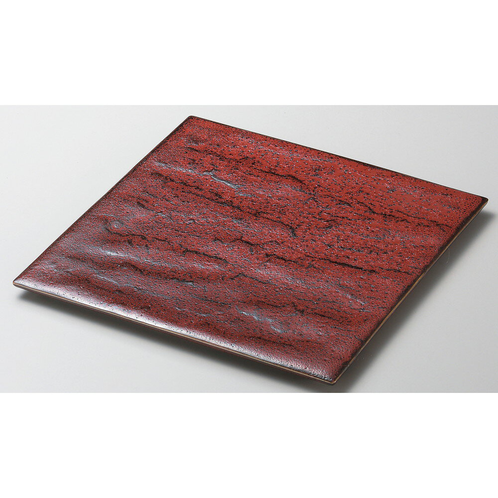 China - ☆ 角大皿 ☆ 紅柚子天目石肌27cm正角皿 [ 27.5 x 27.5 x 1.5cm ] 【 料亭 旅館 和食器 飲食店 業務用 】