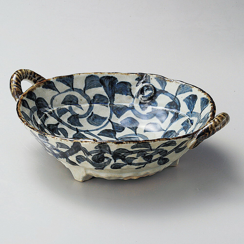 Large Bowl - ☆ 大鉢 ☆ タコ唐草両手付盛鉢 [ 30.5 x 26 x 9.5cm ] | 盛り鉢 盛鉢 万能 取り鉢 おすすめ 食器 業務用 飲食店 カフェ うつわ 器 おしゃれ かわいい お洒落 可愛い おしゃれ かわいい お洒落 可愛い