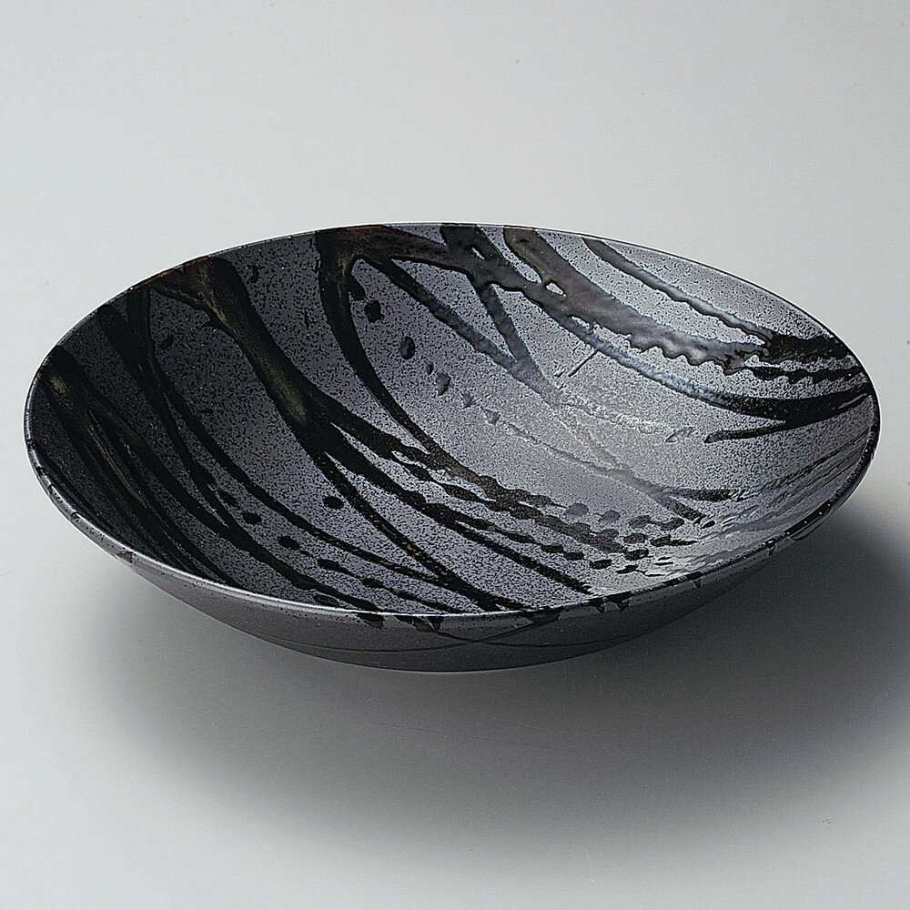 Large Bowl - ☆ 大鉢 ☆ 黒織部流し尺鉢 [ 30 x 8cm ] | 鉢 パスタ皿 盛り鉢 ボウル 大きい おすすめ 食器 業務用 飲食店 カフェ うつわ 器 ギフト プレゼント 内祝い 結婚祝い 誕生日 贈り物 贈答品 おしゃれ かわいい