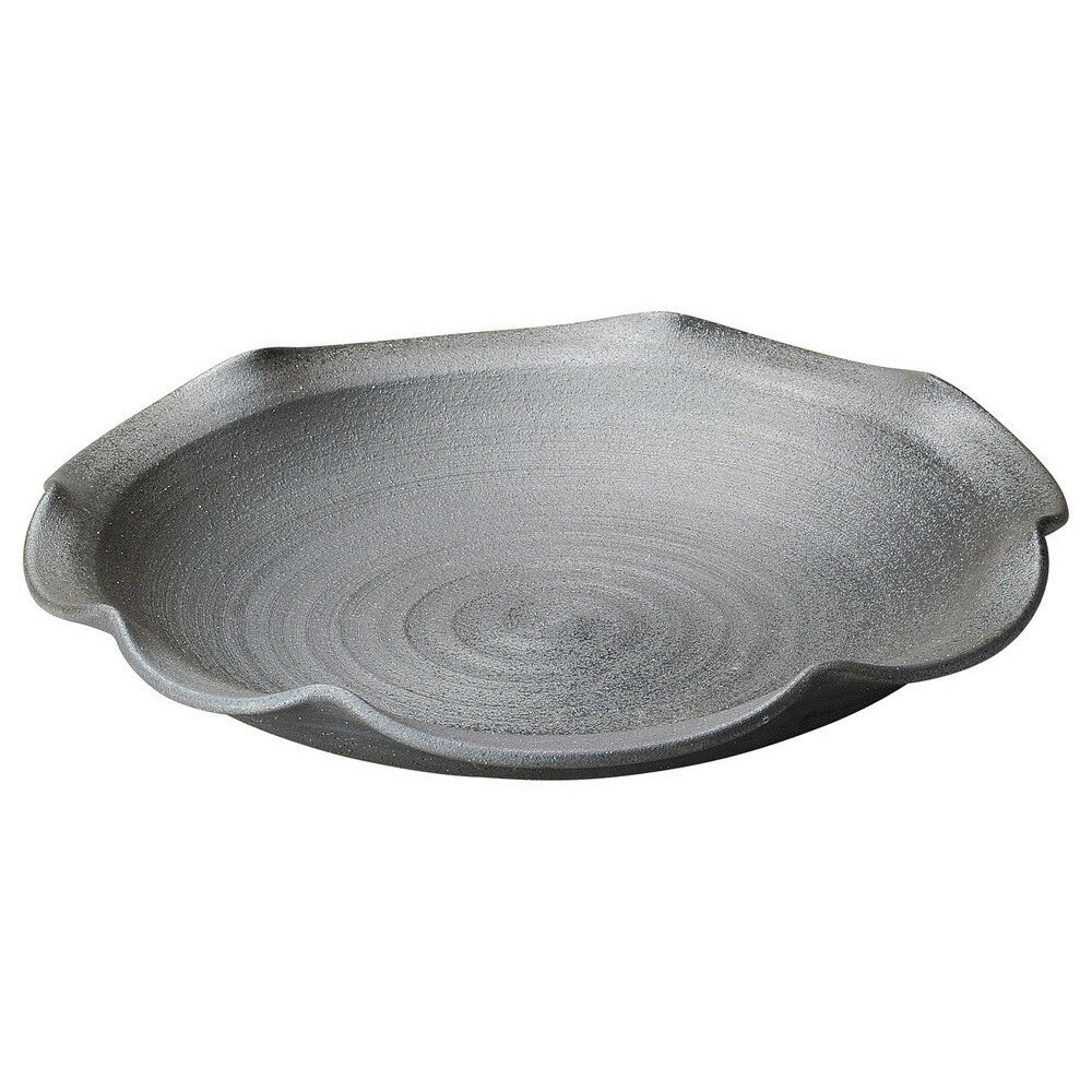 ☆ 大鉢 ☆ 黒銀彩11.0輪花皿 [ 34 x 34 x 7cm ] | 大きい お皿 大皿 盛り皿 盛皿 人気 おすすめ パスタ皿 パーティー 食器 業務用 飲食店 カフェ うつわ 器 ギフト プレゼント誕生日 贈り物 贈答品 おしゃれ かわいい