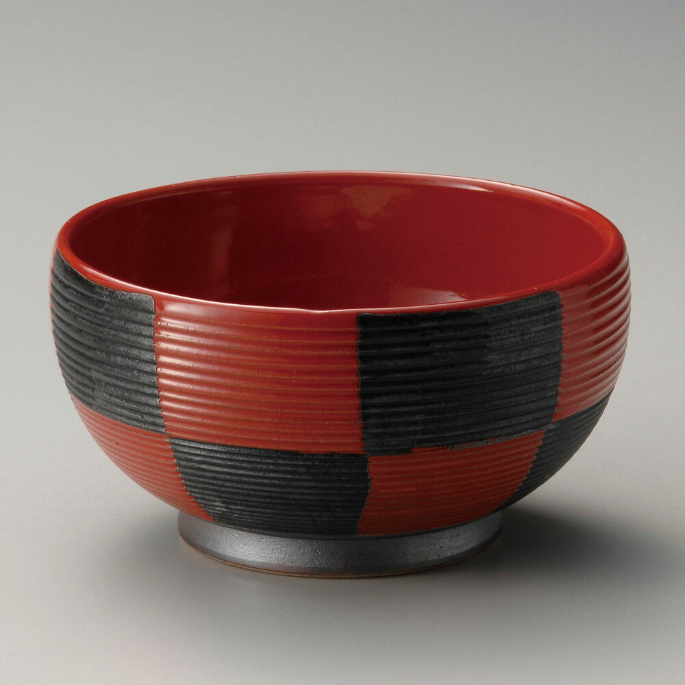 ☆ 多用丼 ☆ 筋彫赤市松55釜揚丼 [ φ16.8 x 8.8cm ] | お好み丼 丼ぶり カフェ丼 鉢 ラーメン そば うどん ボウル 食器 業務用 飲食店 カフェ うつわ 器 おしゃれ かわいい ギフト プレゼント 誕生日 贈り物 贈答品