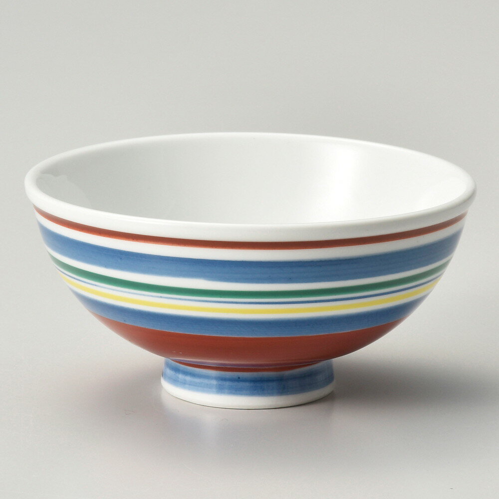 ☆ 飯碗 ☆ 赤絵4色ライン中平 [ φ11.5 x 5.6cm ] | ちゃわん お茶碗 飯碗 ご飯茶碗 白米 人気 おすすめ ..
