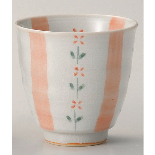 ☆ 夫婦湯呑 ☆ 花十草湯呑赤 [ φ8 x 7.8cm 210cc ] 【 旅館 定食屋 飲食店 和食器 業務用 贈り物 お祝い..