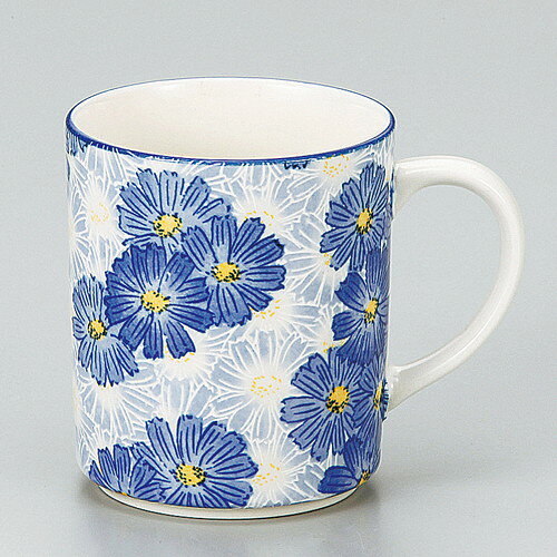 ☆ マグカップ ☆ 華々ブルー切立マグ [ φ8 x 9.3cm 300cc ] | マグ マグカップ コーヒー 紅茶 ティー 人気 おすすめ 食器 洋食器 業務用 飲食店 カフェ うつわ 器 おしゃれ かわいい ギフト プレゼント 引き出物 誕生日 贈り物 贈答品