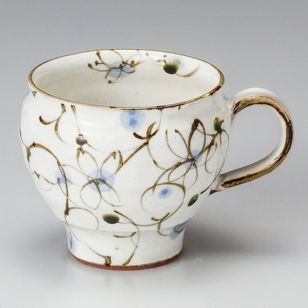 Patterned - ☆ マグカップ ☆ 粉引花唐草マグ(青) [ 12.8 x 8.7 x 7.6cm 300cc ] | マグ マグカップ コーヒー 紅茶 ティー 人気 おすすめ 食器 洋食器 業務用 飲食店 カフェ うつわ 器 おしゃれ かわいい ギフト プレゼント 引き出物 誕生日 贈り物 贈答品