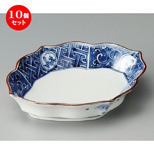 10個セット☆ 向付 ☆ 染付丸紋山水木甲型向付 [ 185 x 145 x 40mm ] | 和食器 鉢 小鉢 ボウル 浅鉢 料亭 ホテル 食器 業務用 飲食店 カフェ うつわ 器 おしゃれ かわいい ギフト プレゼント 内祝い 誕生日 贈り物 贈答品 おすすめ 食器セット