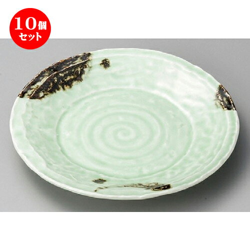 10個セット☆ 丸皿 ☆ 飛び青磁石目6.3皿 [ 195 x 26mm ] | 中皿 デザート皿 取り皿 人気 おすすめ 食器 業務用 飲食店 カフェ うつわ ホテル 家庭用 器 SNS 内祝い ギフト プレゼント パーティ 引き出物 誕生日 記念日 贈り物 贈答品 SNS 食器セット