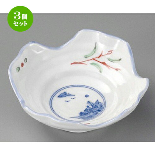 3個セット☆ 松花堂 ☆ 赤絵京山水四ツ山鉢 [ 119 x 119 x 45mm ] | 弁当 小鉢 豆皿 幕ノ内 人気 おすすめ 食器 業務用 飲食店 カフェ うつわ 器 おしゃれ かわいい ギフト プレゼント 引き出物 誕生日 贈り物 贈答品 食器セット