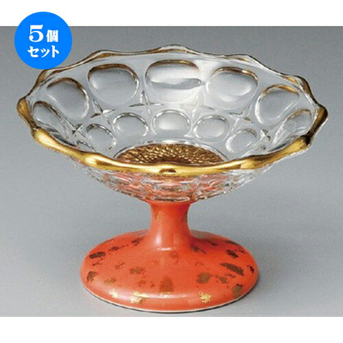 5個セット☆ 小鉢 ☆ ガラス高台4.0鉢（ピンク） [ 120 x 72mm ] | 小鉢 小 小さい 鉢 ボウル 万能 人気 おすすめ 食器 業務用 飲食店 カフェ うつわ 器 おしゃれ かわいい ギフト プレゼント内祝い 結婚祝い 誕生日 贈り物 贈答品 食器セット