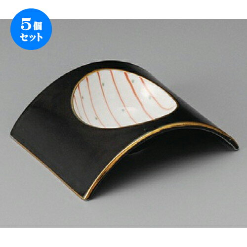 5個セット☆ 小鉢 ☆ 黒マット朱十草アーチ型小付 [ 128 x 100 x 30mm ] | 小鉢 小 小さい 鉢 ボウル 万能 人気 おすすめ 食器 業務用 飲食店 カフェ うつわ 器 おしゃれ かわいい ギフト プレゼント内祝い 結婚祝い 誕生日 贈り物 贈答品 食器セット