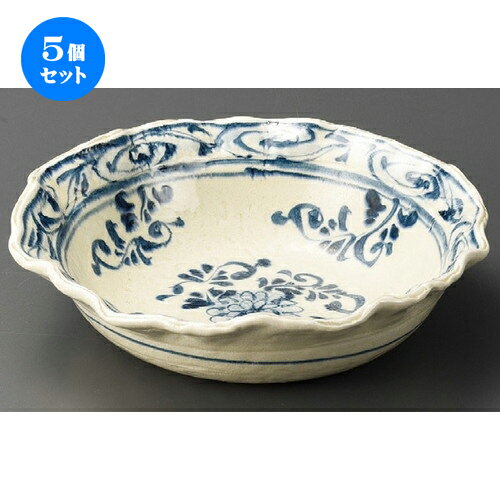 5個セット☆ 大鉢 ☆ 安南花紋丸尺鉢（手造り） [ 300 x 80mm ] | 鉢 パスタ皿 盛り鉢 ボウル 大きい おすすめ 食器 業務用 飲食店 カフェ うつわ 器 ギフト プレゼント 内祝い 結婚祝い 誕生日 贈り物 贈答品 おしゃれ かわいい 食器セット