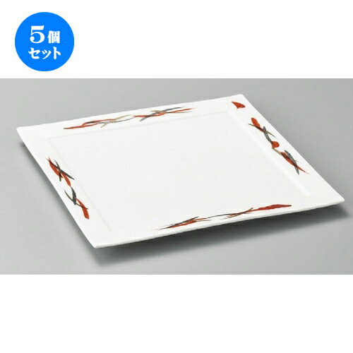 5個セット☆ 正角皿 ☆ 赤金銀彩刷毛正角6寸皿 [ 177 x 15mm ] | 人気 おすすめ 食器 洋食器 業務用 飲食店 カフェ うつわ 器 おしゃれ かわいい ギフト プレゼント 誕生日 贈答品 食器セット 食器セット