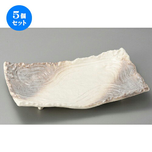 5個セット☆ 萬古焼大皿 ☆ かすみ志野12.0四ツ足長角皿 [ 378 x 245 x 60mm ] | 大きい お皿 大皿 盛り皿 盛皿 人気 おすすめ パスタ皿 パーティー 食器 業務用 飲食店 カフェ うつわ 器 ギフト プレゼント誕生日 贈り物 贈答品 おしゃれ かわいい 食器セット