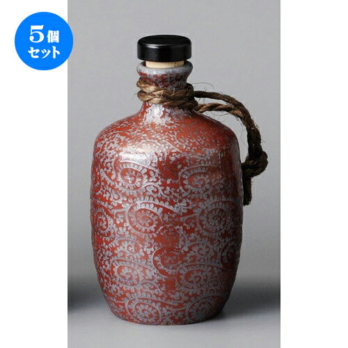 5個セット☆ 酒器 ☆ 銀彩唐草（赤）5号ボトル [ 100 x 210mm・900cc ] | 焼酎 保存 インテリア ボトル バー bar 晩酌 人気 おすすめ 食器 業務用 飲食店 カフェ うつわ 器 おしゃれ かわいい ギフト プレゼント 引き出物 誕生日 贈り物 贈答品 食器セット