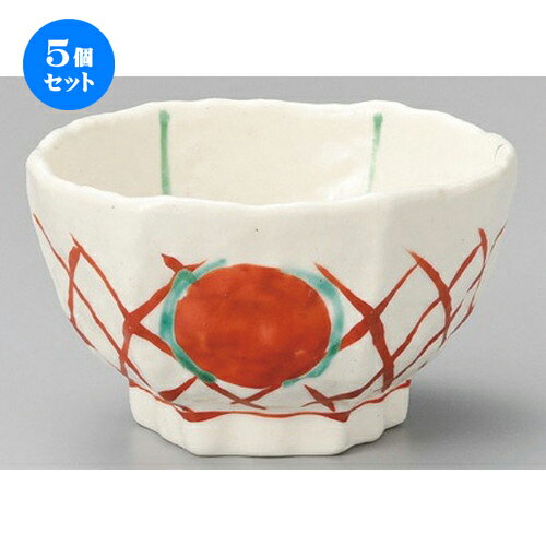 5個セット☆ 丼 ☆ 朱丸紋六角5.0丼（大） [ 152 x 162 x 92mm ] | 丼ぶり カフェ丼 鉢 ラーメン そば うどん ボウル 食器 業務用 飲食店 カフェ うつわ 器 おしゃれ かわいい ギフト プレゼント 誕生日 贈り物 贈答品 食器セット